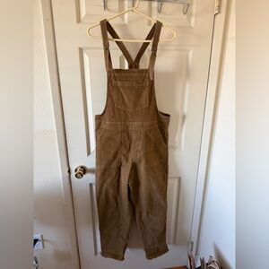 Aerie Corduroy Overalls - Brown/Yellow / Medium